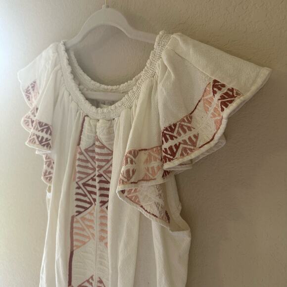 Piper by Townsen | Size M Embroidered Cotton Short Sleeve Dress Midi Boho - Picture 4 of 13